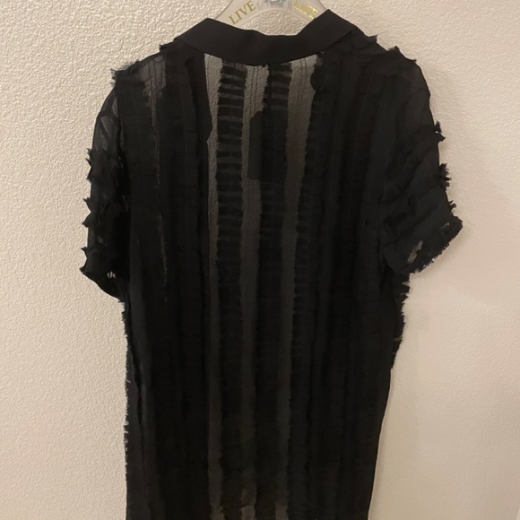 ALL SAINTS Emrys Ruffle Shirt Dress Black Size US10 - Picture 2 of 7